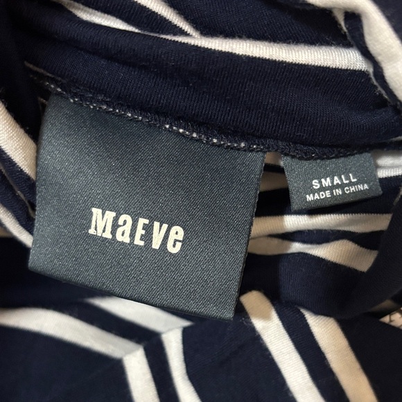 Maeve Anthropologie Striped Navy and White Turtleneck Dress - Picture 7 of 8